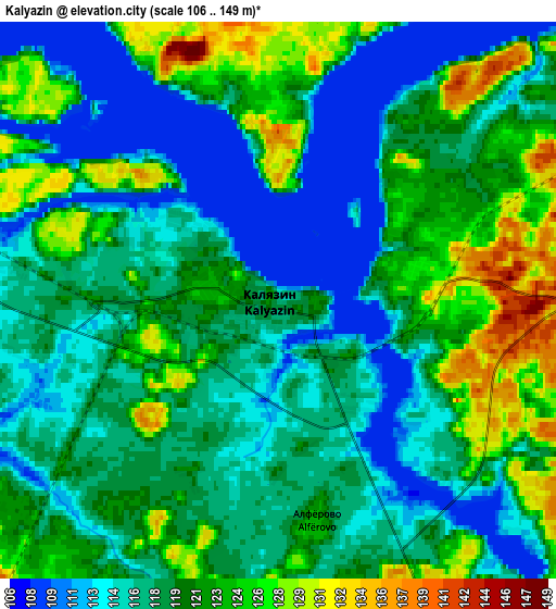 Zoom OUT 2x Kalyazin, Russia elevation map