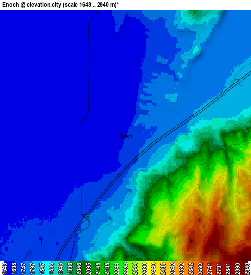 Zoom OUT 2x Enoch, United States elevation map