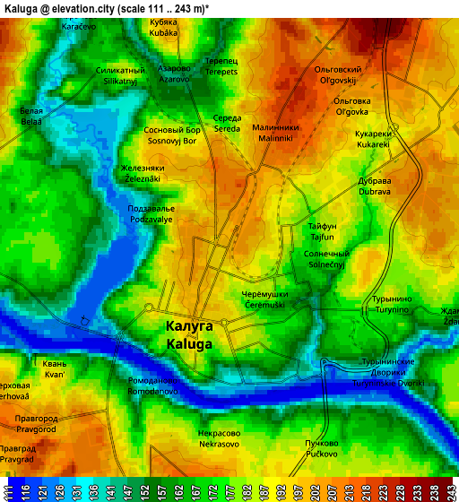Zoom OUT 2x Kaluga, Russia elevation map