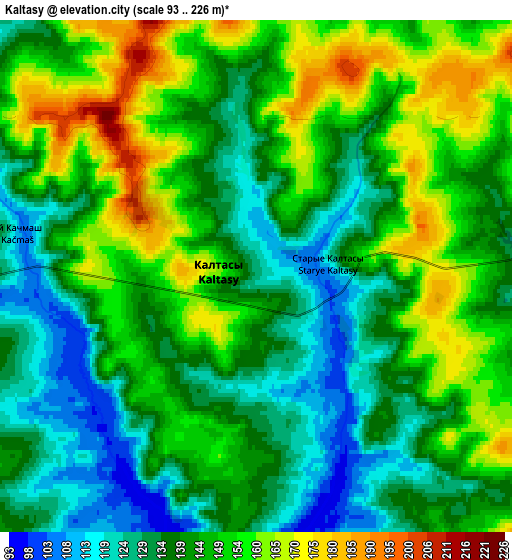 Zoom OUT 2x Kaltasy, Russia elevation map