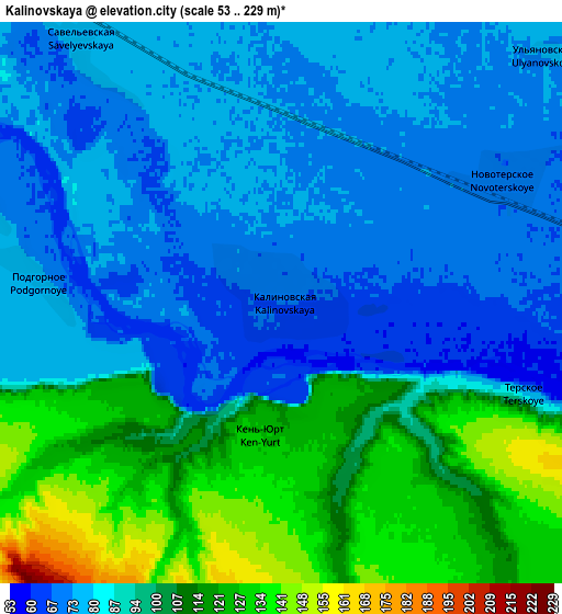 Zoom OUT 2x Kalinovskaya, Russia elevation map