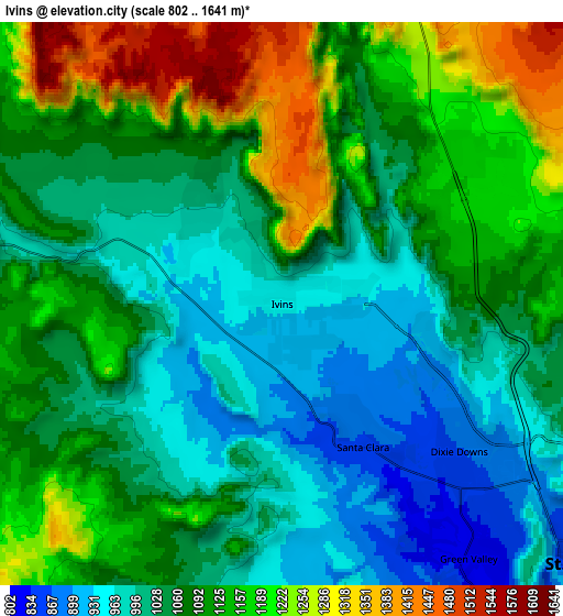 Zoom OUT 2x Ivins, United States elevation map