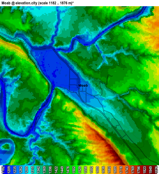 Zoom OUT 2x Moab, United States elevation map