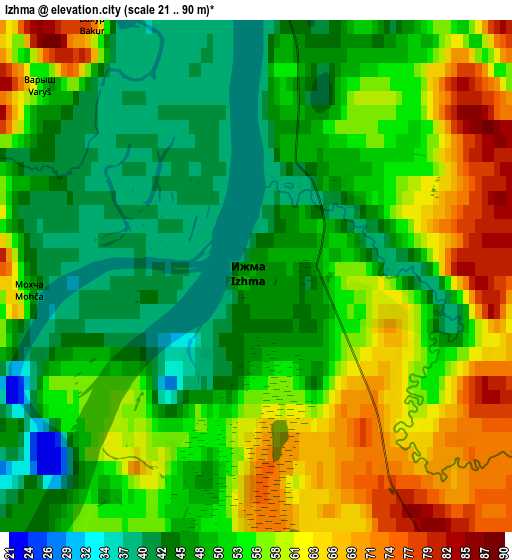 Zoom OUT 2x Izhma, Russia elevation map