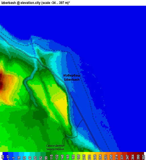 Zoom OUT 2x Izberbash, Russia elevation map
