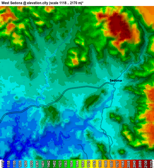 Zoom OUT 2x West Sedona, United States elevation map
