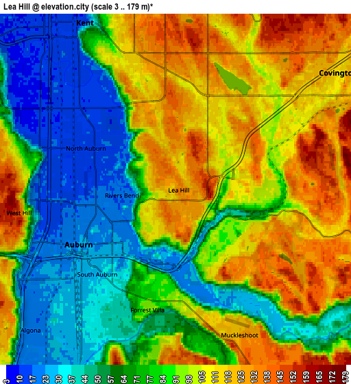 Zoom OUT 2x Lea Hill, United States elevation map