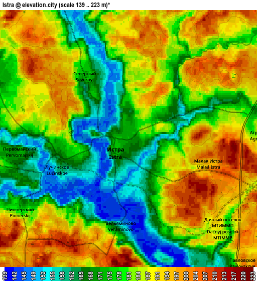 Zoom OUT 2x Istra, Russia elevation map