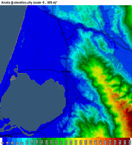 Zoom OUT 2x Arcata, United States elevation map