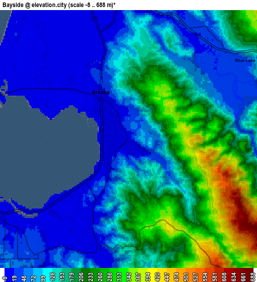 Zoom OUT 2x Bayside, United States elevation map