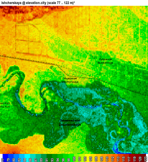 Zoom OUT 2x Ishcherskaya, Russia elevation map