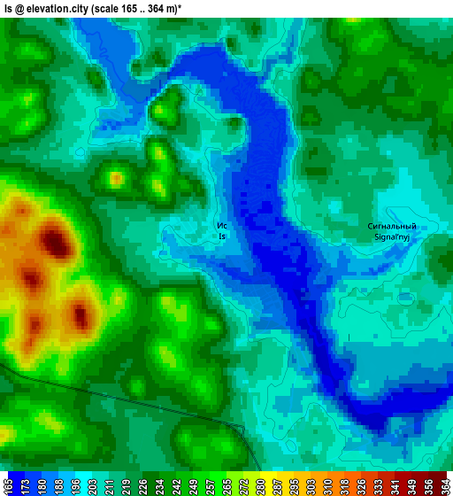 Zoom OUT 2x Is, Russia elevation map