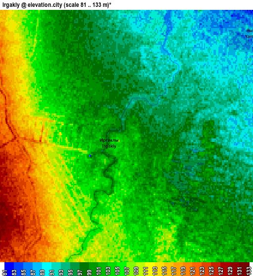 Zoom OUT 2x Irgakly, Russia elevation map