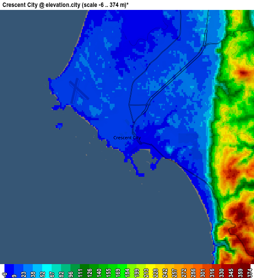 Zoom OUT 2x Crescent City, United States elevation map