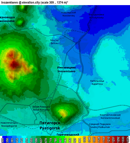 Zoom OUT 2x Inozemtsevo, Russia elevation map
