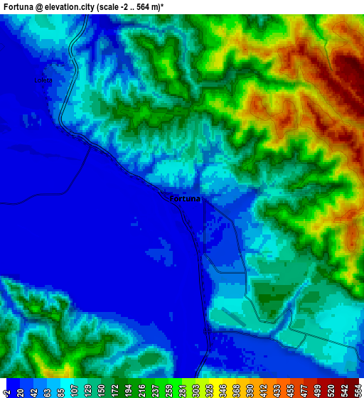 Zoom OUT 2x Fortuna, United States elevation map