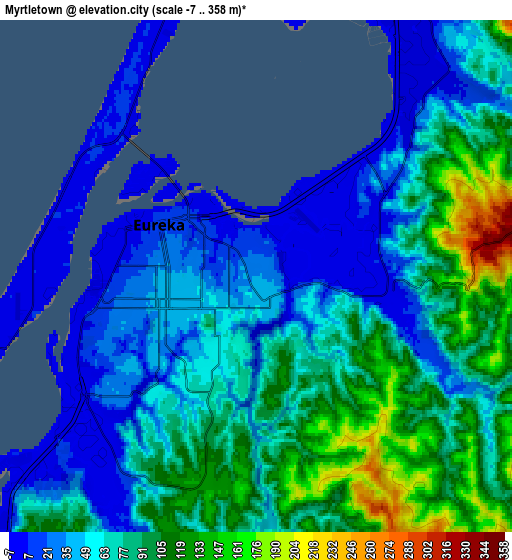 Zoom OUT 2x Myrtletown, United States elevation map