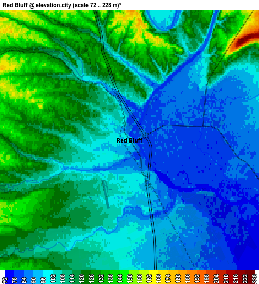 Zoom OUT 2x Red Bluff, United States elevation map