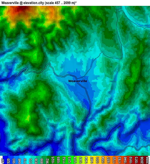 Zoom OUT 2x Weaverville, United States elevation map