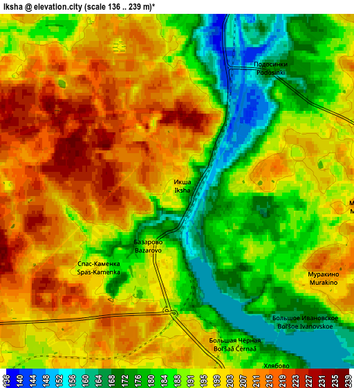 Zoom OUT 2x Iksha, Russia elevation map