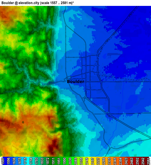 Zoom OUT 2x Boulder, United States elevation map