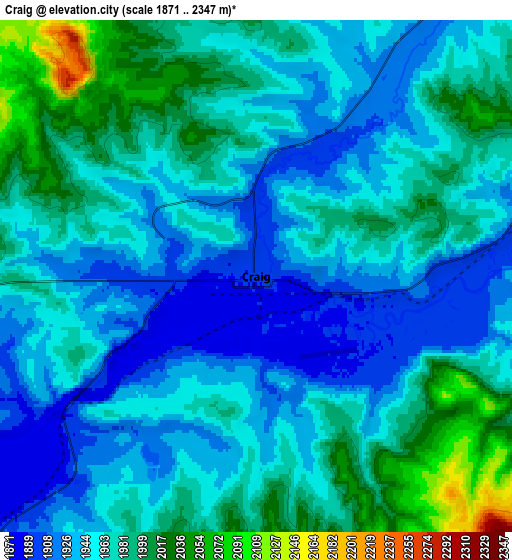 Zoom OUT 2x Craig, United States elevation map