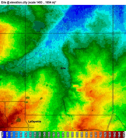 Zoom OUT 2x Erie, United States elevation map