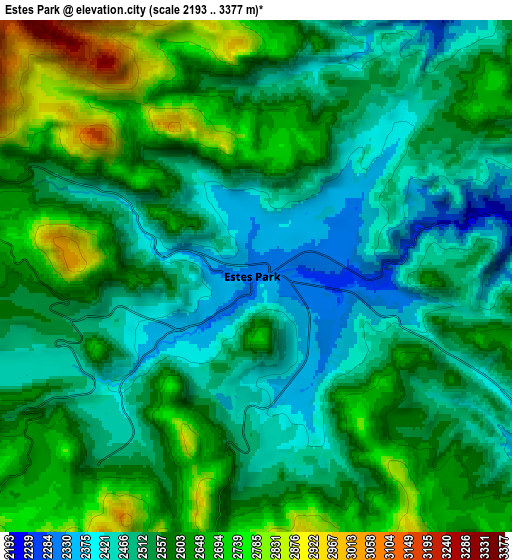 Zoom OUT 2x Estes Park, United States elevation map