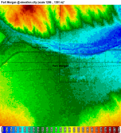 Zoom OUT 2x Fort Morgan, United States elevation map