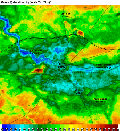 Zoom OUT 2x Gusev, Russia elevation map