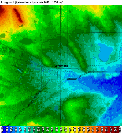 Zoom OUT 2x Longmont, United States elevation map