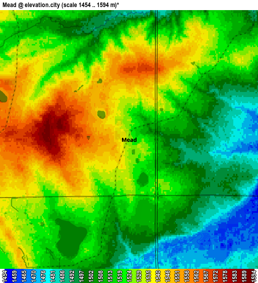 Zoom OUT 2x Mead, United States elevation map