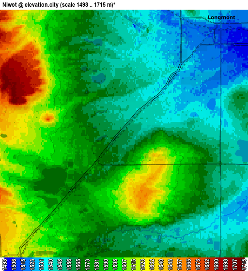 Zoom OUT 2x Niwot, United States elevation map