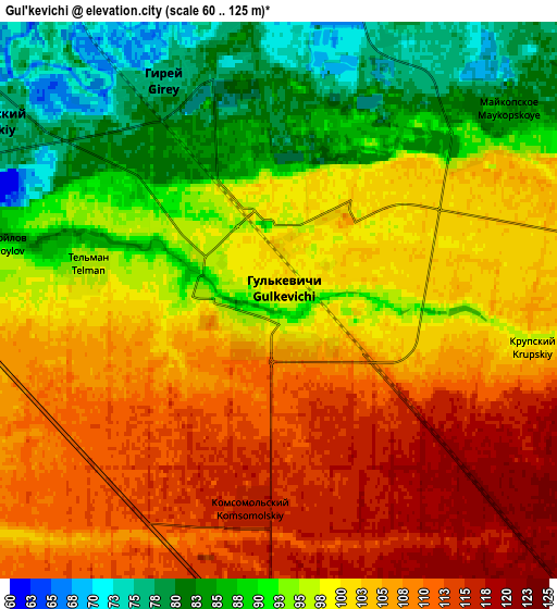 Zoom OUT 2x Gul’kevichi, Russia elevation map