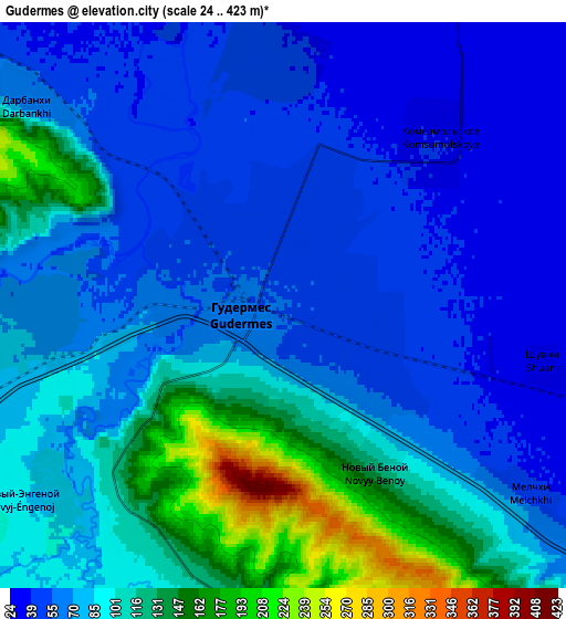 Zoom OUT 2x Gudermes, Russia elevation map