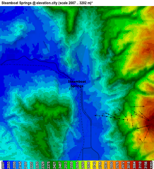 Zoom OUT 2x Steamboat Springs, United States elevation map