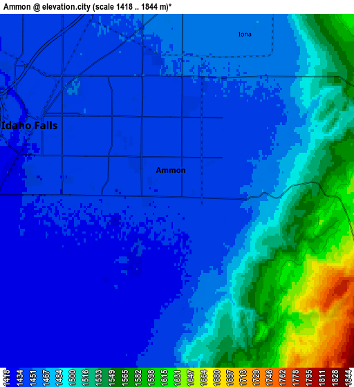 Zoom OUT 2x Ammon, United States elevation map