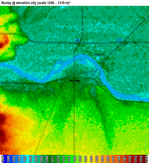 Zoom OUT 2x Burley, United States elevation map