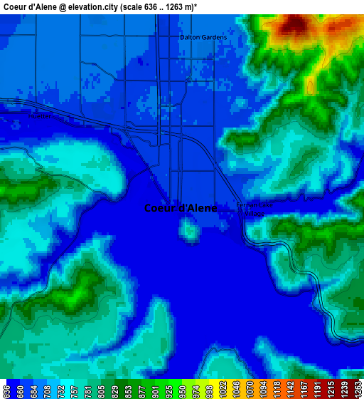 Zoom OUT 2x Coeur d'Alene, United States elevation map