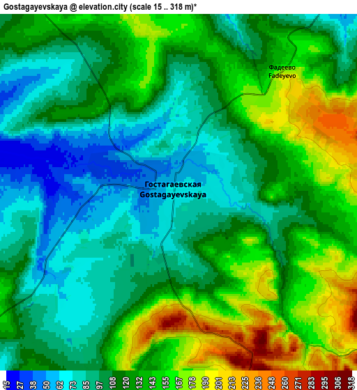 Zoom OUT 2x Gostagayevskaya, Russia elevation map