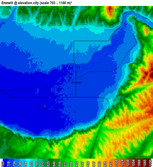 Zoom OUT 2x Emmett, United States elevation map