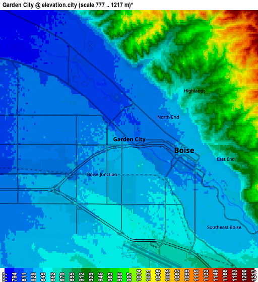 Zoom OUT 2x Garden City, United States elevation map