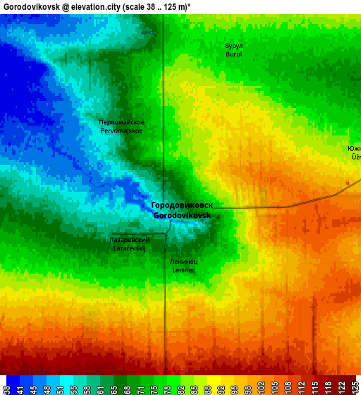 Zoom OUT 2x Gorodovikovsk, Russia elevation map