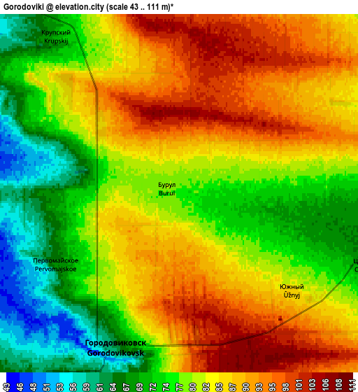 Zoom OUT 2x Gorodoviki, Russia elevation map