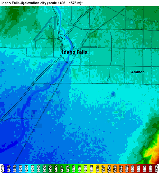 Zoom OUT 2x Idaho Falls, United States elevation map