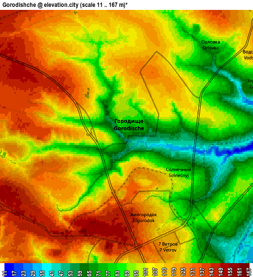 Zoom OUT 2x Gorodishche, Russia elevation map
