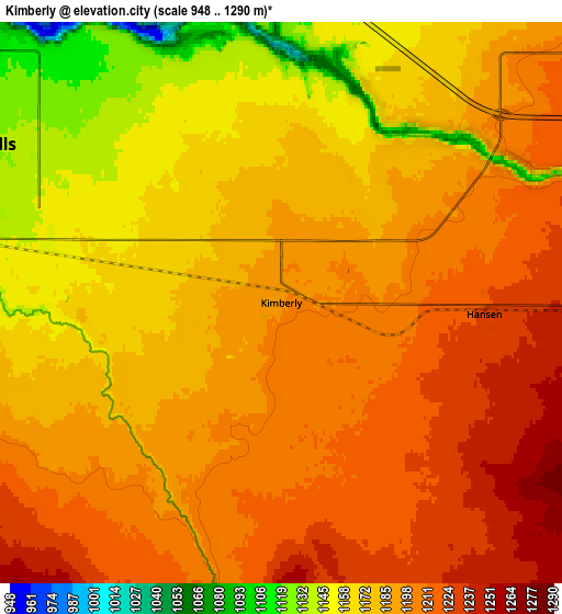 Zoom OUT 2x Kimberly, United States elevation map