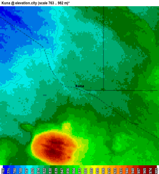 Zoom OUT 2x Kuna, United States elevation map