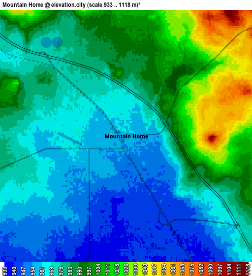 Zoom OUT 2x Mountain Home, United States elevation map