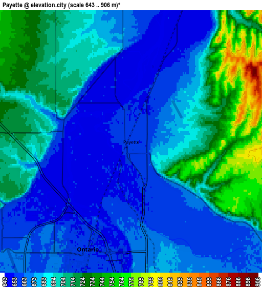 Zoom OUT 2x Payette, United States elevation map